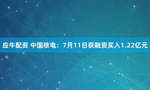 应牛配资 中国核电：7月11日获融资买入1.22亿元